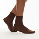 トップショップ Topshop TOPSHOP トップショップのチョコレート色のシアーリブソックス 靴下 レディース 女性 インポートブランド 小さいサイズから大きいサイズまで