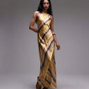 トップショップ Topshop TOPSHOP トップショップのレーサーネックサテンバイアスマキシドレス(オンブレストライプ) ワンピース レディース 女性 インポートブランド 小さいサイズから大きいサイズまで