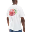 ジャックアンドジョーンズ Jack & Jones ジャック&ジョーンズのストロベリープリントのオーバーサイズTシャツ(ホワイト) トップス メンズ 男性 インポートブランド 小さいサイズから大きいサイズまで