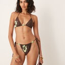モーテル Motel モーテルパミのハイビスカスプリント三角ビキニトップ(ブラウン) 水着 レディース 女性 インポートブランド 小さいサイズから大きいサイズまで