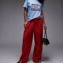 トップショップ Topshop TOPSHOP トップショップのリネンバルーンパンツ(赤) パンツ ボトム レディース 女性 インポートブランド 小さいサイズから大きいサイズまで