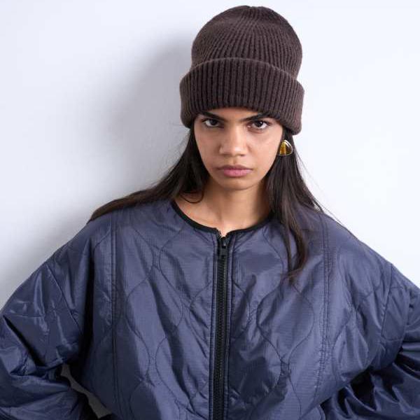 トップショップ Topshop TOPSHOP トップショップ ヘンリー リブビーニー チョコレート 帽子 レディース 女性 インポートブランド