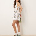 エイソス ASOS asos ASOS DESIGN ポプリン タイサイド ミニドレス(タイルプリント) ワンピース レディース 女性 インポートブランド 小さいサイズから大きいサイズまで(4)