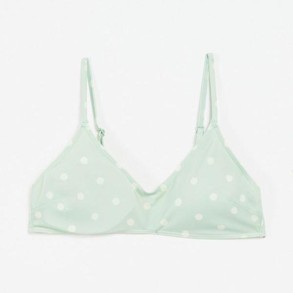 モンキ Monki 緑の水玉模様のモンキアザミリサイクルポリエステルトライアングルビキニトップ 水着 レディース 女性 インポートブランド 小さいサイズから大きいサイズまで