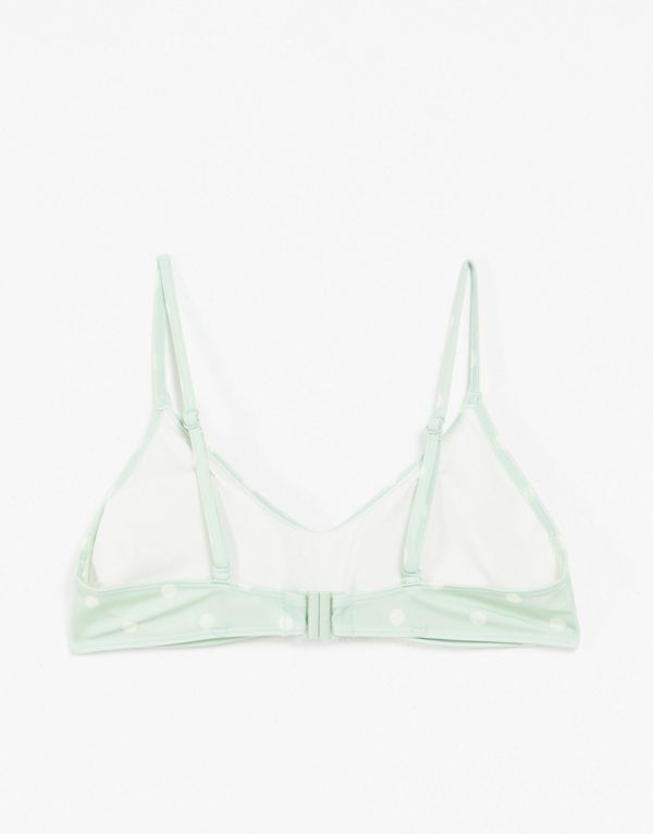 モンキ Monki 緑の水玉模様のモンキアザミリサイクルポリエステルトライアングルビキニトップ 水着 レディース 女性 インポートブランド 小さいサイズから大きいサイズまで