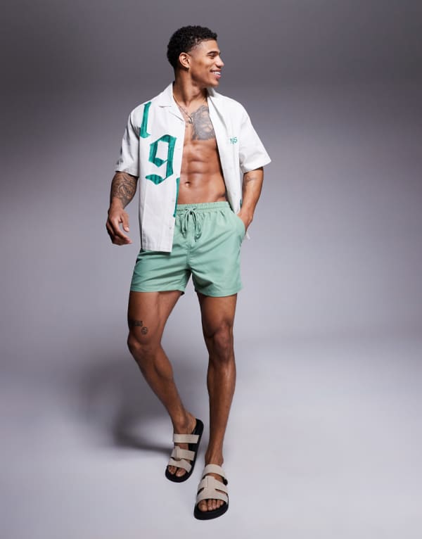 サウスビーチ SOUTH BEACH South Beach サウスビーチのプレーンスイムショーツ（グリーン） 水着 メンズ 男性 インポートブランド 小さいサイズから大きいサイズまで