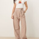 エイソス ASOS asos ASOS DESIGNのミンクストライプのリネンを使用したテーラードラップタイパンツ パンツ ボトム レディース 女性 インポートブランド 小さいサイズから大きいサイズまで