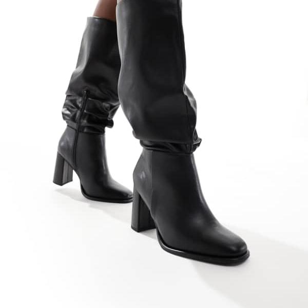 ロンドン レベル ワイドフィット マギー スラウチ ブロックヒールブーツ（ブラック） 靴 レディース 女性 インポートブランド 小さいサイズから大きいサイズまで