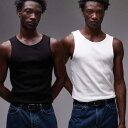 トップマン Topman TOPMAN トップマン 2パック リブベスト(ブラック&ホワイト) ベスト メンズ 男性 インポートブランド 小さいサイズから大きい...