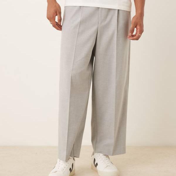 エイソス ASOS asos ASOS DESIGN バレルスーツパンツ（グレー） パンツ ボトム メンズ 男性 インポートブランド 小さいサイズから大きいサイズまで