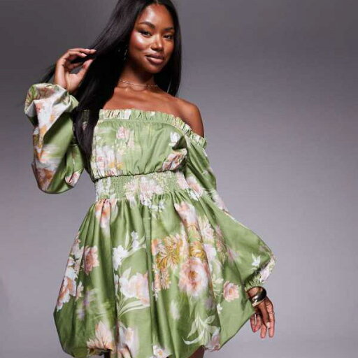 ASOS LUXE ミニドレス(バブルヘム、ブルゾンスリーブ、ピスタチオフローラル) - LGREEN ワンピース レディース 女性 インポートブランド 小さいサイズから大きいサイズまで ASOS LUXE ミニドレス(バブルヘム、ブルゾンスリーブ、ピスタチオフローラル) - LGREEN ワンピース レディース 女性 インポートブランド 小さいサイズから大きいサイズまで
