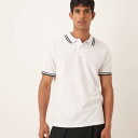 エイソス ASOS asos ASOS DESIGN ピケポロ(ホワイト、ブラックティッピング) トップス メンズ 男性 インポートブランド 小さいサイズから大きいサイズまで