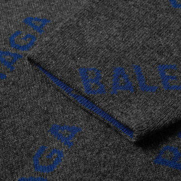 バレンシアガ BALENCIAGA balenciaga バレンシアガオールオーバーロゴインターシャクルーニット トップス メンズ 男性 インポートブランド 小さいサイズから大きいサイズまで