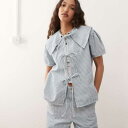 リクレイムドヴィンテージ Reclaimed Vintage ヴィンテージのピンストライプタイフロントデニムトップスコーデ トップス レディース 女性 インポー...