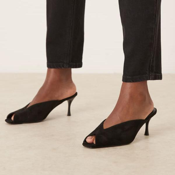 レイド Raid RAID Sonika キトゥン ヒール ミュール（ブラック ファックス スエード） 靴 レディース ..