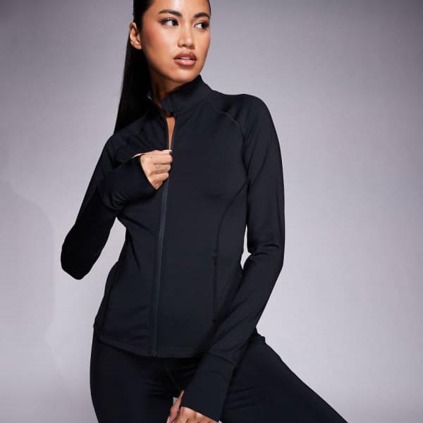 4505 アイコン スカルプティング ジップアップ ロングスリーブ ジャケット（ブラック） トップス レデ..