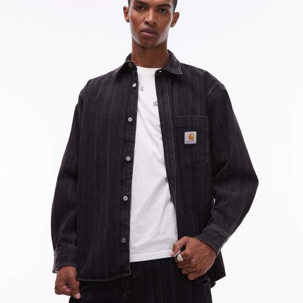 カーハート Carhartt WIP Carhartt Carhartt WIP ライラン デニムシャツ コーデ ブラックストライプ - ブラック トップス メンズ 男性 インポートブランド 小さいサイズから大きいサイズまで