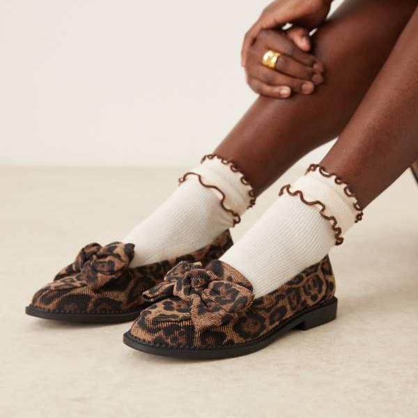 エイソス ASOS asos ASOS DESIGN メンフィス リボンディテール フラットシューズ(レオパード) 靴 レディース 女性 インポートブランド 小さいサイズから大きいサイズまで