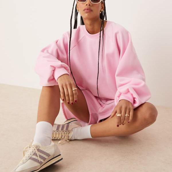 エイソス ASOS asos ASOS DESIGNのバルーンスリーブスウェットコーデ（ピンク） ト