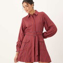 エイソス ASOS asos ASOS DESIGNの深紅のストライプのベルト付きシャツミニドレス ワンピース レディース 女性 インポートブランド 小さいサイズから大きいサイズまで