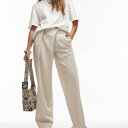 エイソス ASOS asos ASOS DESIGN テーラードラップウエストバンドワイドレッグトラウザー(ストーン) パンツ ボトム レディース 女性 インポートブランド 小さいサイズから大きいサイズまで