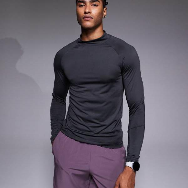 4505 アイコントレーニング ロングスリーブ マッスルフィット ベースレイヤー（モックネック、チャコー..