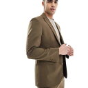 エイソス ASOS asos ASOS DESIGN スリムスーツジャケット(ブラウン) アウター メンズ 男性 インポートブランド 小さいサイズから大きいサイズまで