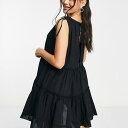 トレンディオールティアードミニスモックドレス（ブラック） ワンピース レディース 女性 インポートブランド 小さいサイズから大きいサイズまで