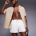 エイソス ASOS asos ASOS DESIGN ランナー スイムショーツ(ショート丈、ホワイト) 水着 メンズ 男性 インポートブランド 小さいサイズから大きいサイズまで(4)