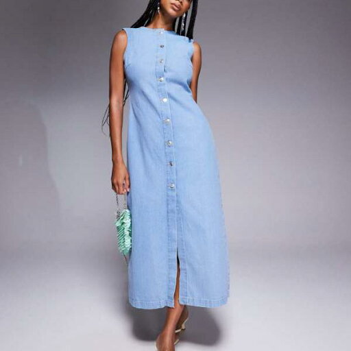 エイソス ASOS asos ASOS DESIGN ラウンドネック デニム マキシドレス(フロントボタン開閉、ブリーチ) ワンピース レディース 女性 インポートブランド 小さいサイズから大きいサイズまで エイソス ASOS asos ASOS DESIGN ラウンドネック デニム マキシドレス(フロントボタン開閉、ブリーチ) ワンピース レディース 女性 インポートブランド 小さいサイズから大きいサイズまで