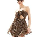ミスセルフリッジ Miss Selfridge ミスセルフリッジのビーチシフォンタイフロントプレイスーツ(ヒョウ柄) オールインワン レディース 女性 インポートブランド 小さいサイズから大きいサイズまで