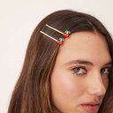 デザインビーdesignb DesignB DesignB London の赤いチェリーのパールヘアクリップ アクセサリー レディース 女性 インポートブランド