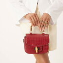 アクセサライズ Accessorize クロコダイル柄の竹製トップハンドルとクロスボディバッグ(レッド) 鞄 レディース 女性 インポートブランド