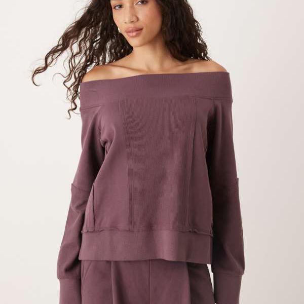 エイソス ASOS asos ASOS DESIGN ワッフルパネルディテール コーデュロイ バルドー スウェットシャツ (..