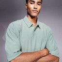 エイソス ASOS asos ASOS DESIGN オーバーサイズ ボックスクレープ ポロシャツ(グリーン) トップス メンズ 男性 インポートブランド 小さいサイズから大きいサイズまで