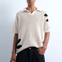 トップマン Topman TOPMAN トップマンのゆったりとしたクロシェ編みのリビアポロ。ボディと袖に石の花の刺繍が施されています。 トップス メンズ 男性 インポートブランド 小さいサイズから大きいサイズまで