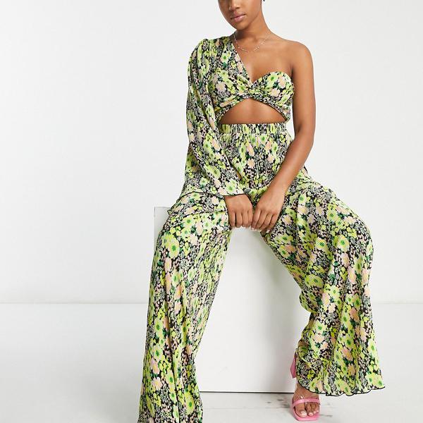 エイソス ASOS asos ASOS DESIGN plisse ワンショルダー カットアウト ジャンプスーツ 花柄 オールインワン レディース 女性 インポートブランド 小さいサイズから大きいサイズまでのサムネイル