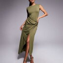 エイソス ASOS asos ASOS DESIGN スラッシュネックツイストフロントミディドレス(カーキ) ワンピース レディース 女性 インポートブランド 小さいサイズから大きいサイズまで
