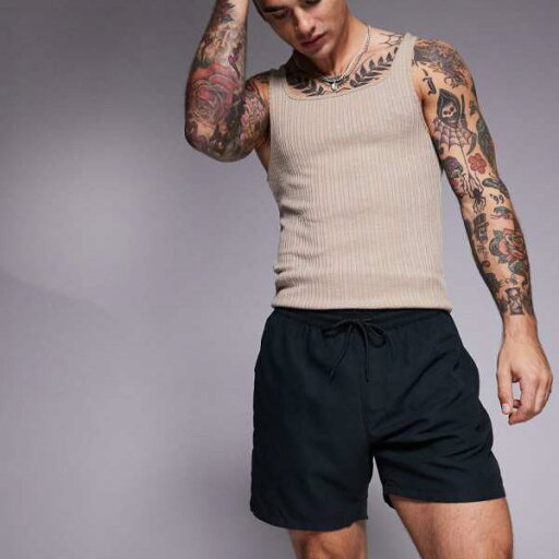 エイソス ASOS asos ASOS DESIGN ミドル丈スイムショーツ(ブラック) 水着 メンズ 男性 インポートブランド 小さいサイズから大きいサイズまで エイソス ASOS asos ASOS DESIGN ミドル丈スイムショーツ(ブラック) 水着 メンズ 男性 インポートブランド 小さいサイズから大きいサイズまで