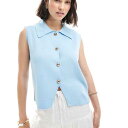 エイソス ASOS asos ASOS DESIGN コンパクトニット ウエストコート(襟付き、ブルー) トップス レディース 女性 インポートブランド 小さい...
