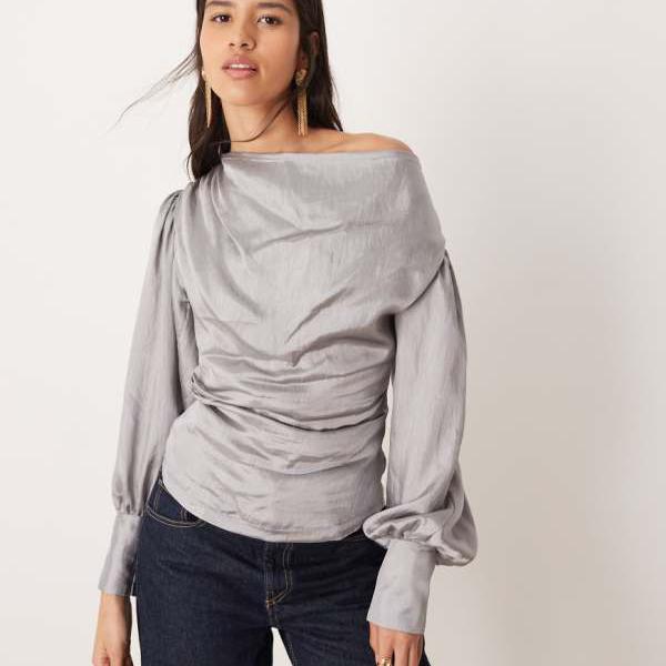 ゴスペル エインズリー カウル フロントトップ シルバーグレー トップス レディース 女性 インポートブ..