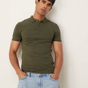 エイソス ASOS asos ASOS DESIGN エッセンシャル マッスルフィット ピケ ポロシャツ(ダークグリーン) トップス メンズ 男性 インポートブランド 小さいサイズから大きいサイズまで