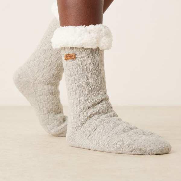 バブアーインターナショナル Barbour バブアー バブアー ケーブルニット ラウンジソックス ライトグレ..