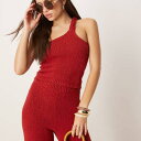 エイソス ASOS asos ASOS DESIGN ニット スラブ ツイスト ディテール ワンショルダー トップ コーデ (レッド) トップス レディース 女性 インポートブランド 小さいサイズから大きいサイズまで