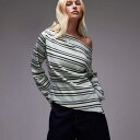 トップショップ Topshop TOPSHOP トップショップのジャージーストライプ アシンメトリー ロングスリーブ トップス(グリーンストライプ) トップス レディース 女性 インポートブランド 小さいサイズから大きいサイズまで