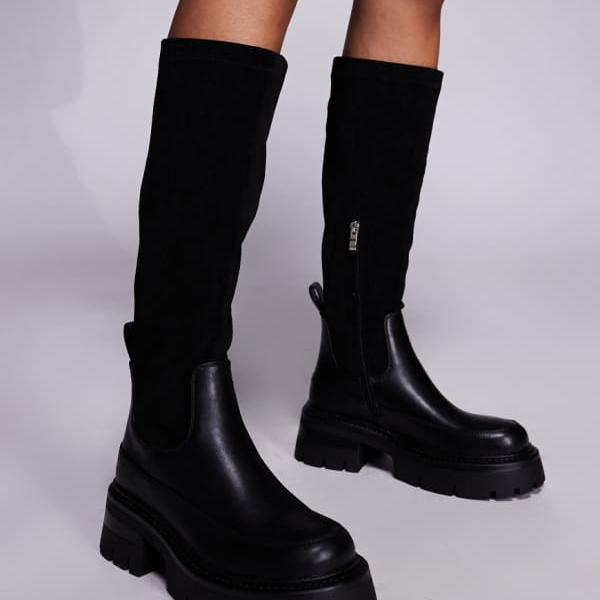 シミ SIMMI Simmi London シミ・ロンドン チョーリー ニーブーツ（チャンキーソール、ブラック） 靴 レディース 女性 インポートブランド 小さいサイズから大きいサイズまで