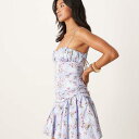 エイソス ASOS asos ASOS DESIGN プチキャミ ルーシュバスト フルスカート ミニドレス ブルー フローラルプリント ワンピース レディース 女性 インポートブランド 小さいサイズから大きいサイズまで