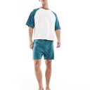 エイソス ASOS asos ASOS DESIGNのラグランスリーブ付きボックス型ナイトウェアセット(エクリュ) 部屋着 メンズ 男性 インポートブランド 小さいサイズから大きいサイズまで