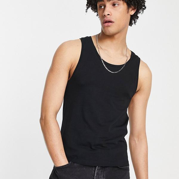 エイソス ASOS asos ASOS DESIGNマッスルクロップベスト（ブラック） ベスト メンズ 男性 インポートブランド 小さいサイズから大きいサイズまで