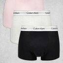 カルバンクライン Calvin Klein カルバン・クライン アイコン コットン ストレッチ 3パック ダーツ入りトランクス(ブラック/ホワイト/ピンク) アンダーウェア 下着 メンズ 男性 インポートブランド